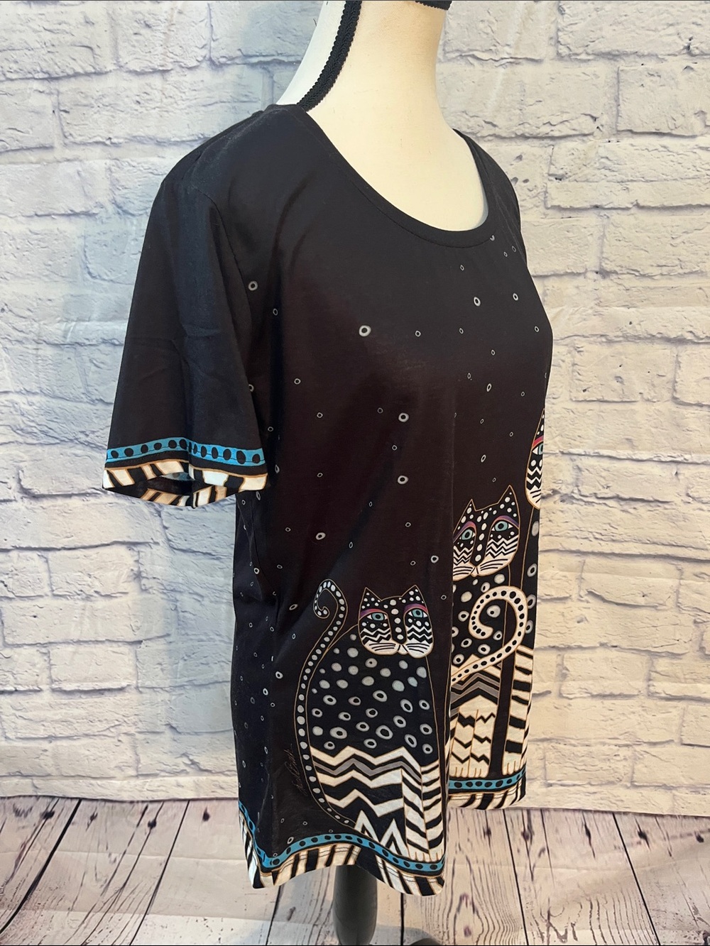 Laurel Burch Cat Top Black Size Large - Picture 3 of 8